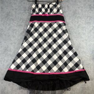 Heart Soul Girls XL Plaid Strapless Dress Black White Pink Tulle USA